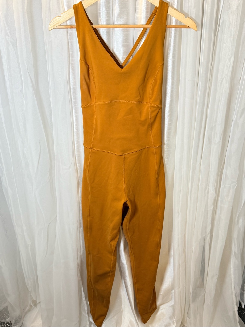 Lole V-Neck Jumpsuit in Rusty Orange
